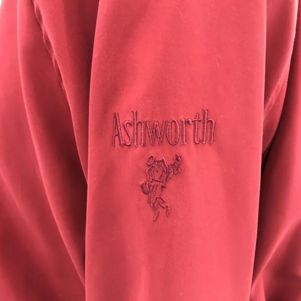 Ashworth Men's V-Neck Pullover Windbreaker Jacket Size Medium Burgundy Made USA